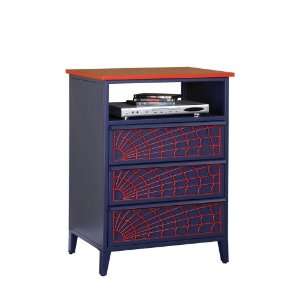  Powell Spider Web 3 Drawer TV Stand, Blue/Red