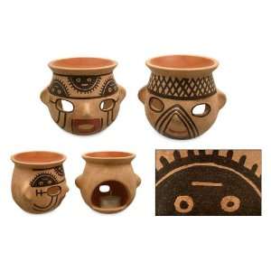  Ceramic aromatherapy pots, Ancient Oils (pair)