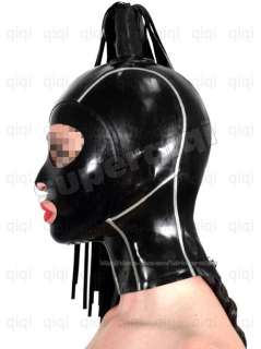 Latex/Rubber 0.8mm Mask Hood costume pony tail catsuit  