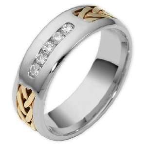   Two Tone Gold Channel Set Multi Texture Diamond Wedding Band Ring   11