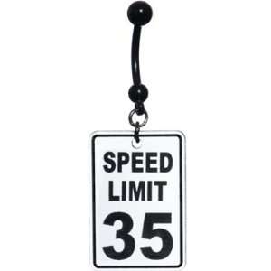  Speed Limit 35 Traffic Sign Belly Ring Jewelry