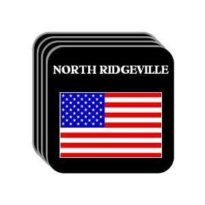 US Flag   North Ridgeville, Ohio (OH) Set of 4 Mini Mousepad Coasters