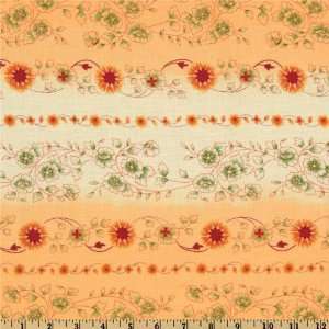  60 Wide Cotton Voile Floral Orange/Cream Fabric By The 