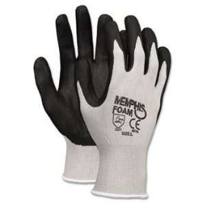  New   Economy Foam Nitrile Gloves, Large, Gray/Black 
