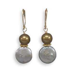 Glass Pearl and Cultured Freshwater Coin Pearl accented with 14K Gold 