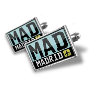 Cufflinks Airport code MAD / Madrid country Spain   Hand Made Cuff 