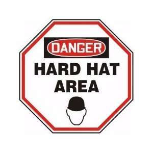  DANGER HARD HAT AREA (W/GRAPHIC) Sign   18 .040 Aluminum 