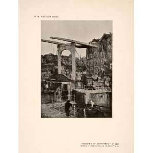 1907 Halftone Print Souvenir Amsterdam Cityscape Harbor Crane 