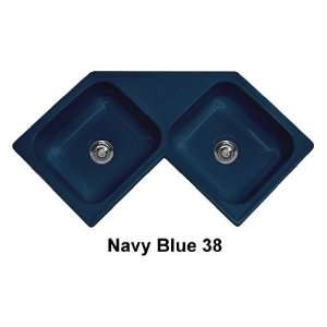  Navy Blue Harmony Harmony Double Bowl Self Rim Corner Kitchen Sink 
