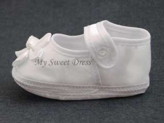 Baby Infant White Satin Shoes Size 3 6 Months   Baptism Christening 