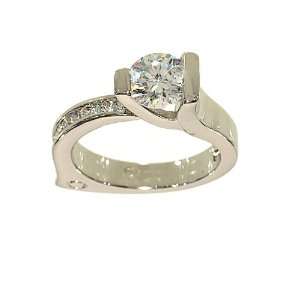   Solitaire and Channel Set Engagement Style Fashion Ring Size 9