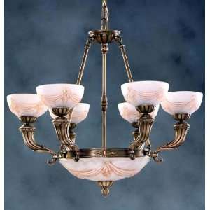 Neoclassical Chandelier, CB 4400, 9 lights, Antique Brass, 30 wide X 