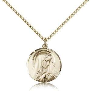 Gold Filled Sorrowful Mother Medal Pendant 3/4 x 5/8 Inches 4249GF 