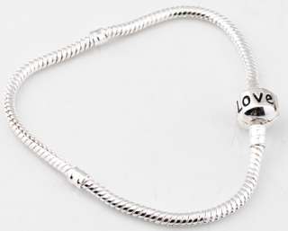 1pcs snake chain European beaded charm bracelet love black stamp 
