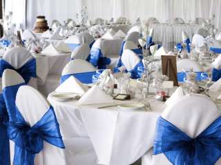 100 Royal Blue Organza Chair Covers Sash Bow Wedding  