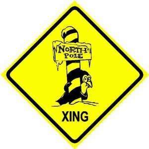  NORTH POLE CROSSING sign * penguin chilly
