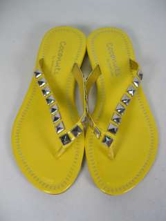COCONUTS Yellow Patent Studded Thongs Sandals Shoes 6  