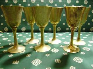 LOT 6 VINTAGE LIQUER GLASSES 5 BRONZE+1 24K GOLD RARE  