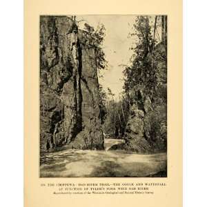  1920 Print MI Chippewa Falls Gorge Waterfall Bad River 