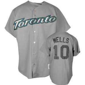  Vernon Wells Majestic MLB Road Grey Replica Toronto Blue 