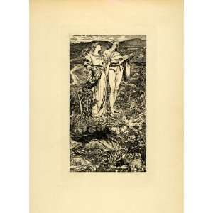  1920 Photogravure Frederick Sandys Art Amor Mundi Lute 