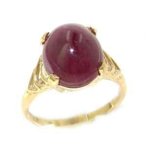  Luxury 9K Yellow Gold Large Cabouchan Ruby Solitaire English 