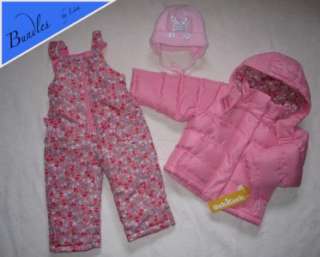 Girls Snowsuit Size 24 months~OshKosh Pink Jacket/Coat Bib Overalls 