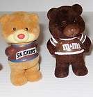 MARS CANDY CO. VINTAGE SET 2 FLOCKED BEARS LOGO M&Ms & SNICKERS