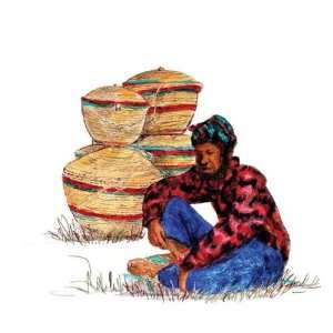  Basket Vendor With Blue Poster Print