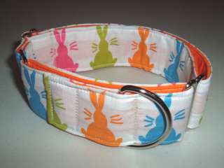 EASTER RABBITS MARTINGALE DOG COLLAR GREYHOUND COLORS HARE BUNNY 