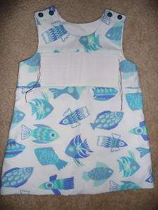 READY TO SMOCK FISH PRINT JUMPER WITH INSERT SIZE 2T  