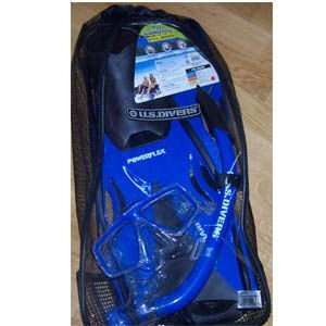  US Divers 3 PC Snorkel Set with Mesh Travel Bag Sz Large 