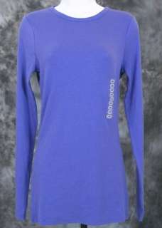 NEW Kersh Essentials Womens Long Sleeve Ribbed Cotton Top Purple Size 