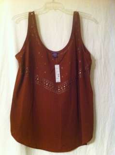 Womens Beverly Drive Brown Sleeveless Tank Top/Blouse Plus Size 16 