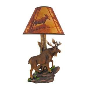  North American Bull Moose Table Lamp w/ Shade
