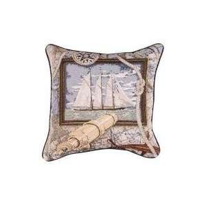 Sailing Boat Decorative Accent Throw Pillow 17 x 17  