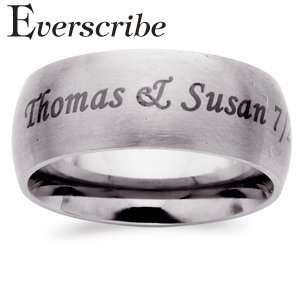   Steel Top Engraved Extra Wide Wedding Band, Size 10 Jewelry