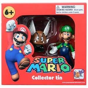  Super Mario Collector Tin   Luigi and Paragoomba Figures 