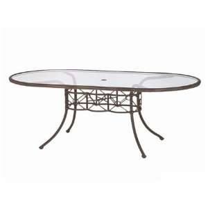   Top Dining Table with Umbrella Hole Nutmeg Finish Patio, Lawn
