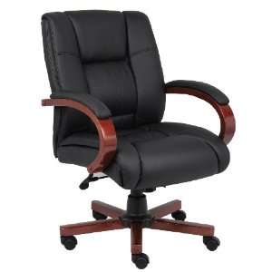  Boss Mid Back Executive Wood Finished Chairs Furniture 