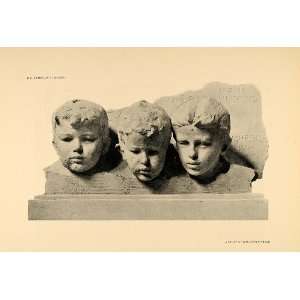  1906 Stanislav Sucharda Children Heads Sculpture Print 