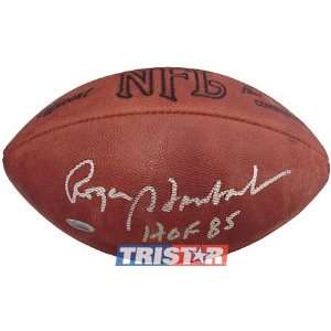  Roger Staubach Autographed Official Football with HOF 85 