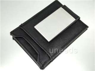 NEW Magnetic Black Leather Money Clip ID Wallet Business Credit Card 