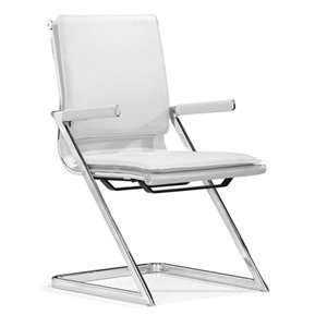   Plus Chromed Steel Frame White Conference Chair Patio, Lawn & Garden