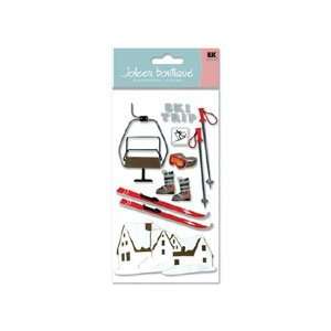  Skiing Vacation Le Grande Dimensional Stickers Office 