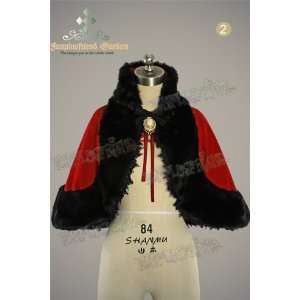   Fur Stand Collar Thick Wool Cape&Antique Necklace 