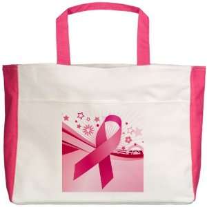  Beach Tote Fuchsia Cancer Pink Ribbon Waves Everything 