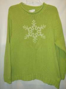 CJ Banks Womens Green Snowflake Sweater   Size 2X  