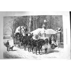  1874 Christmas Time Horses Carriage Snow Sturgess