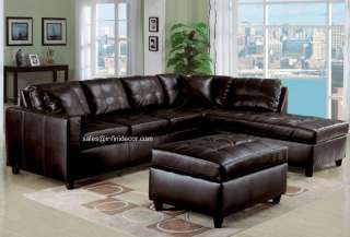 Espresso Leather Sectional Sofa Chaise Set Couch AM15203  